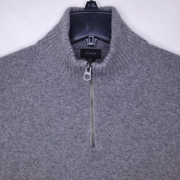 J Crew Merino Wool Sweater Mens XL Gray 1/4 Zip - Picture 2 of 11